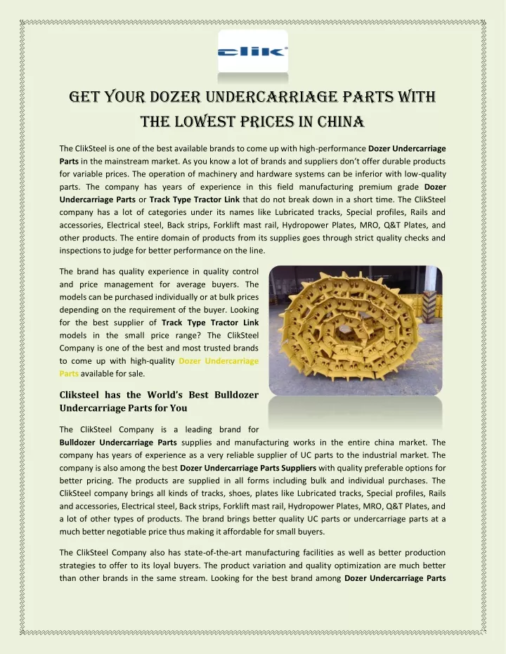 get your dozer undercarriage parts with