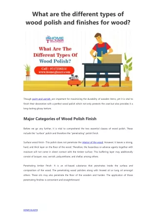 What are the different types of wood polish and finishes for wood