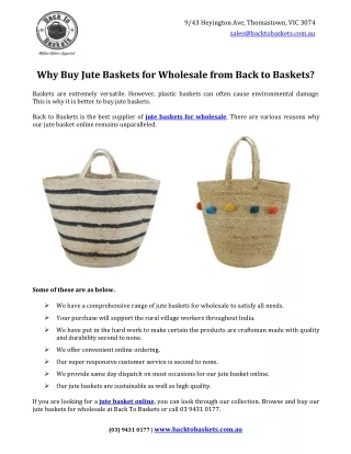 Why Buy Jute Baskets for Wholesale from Back to Baskets?