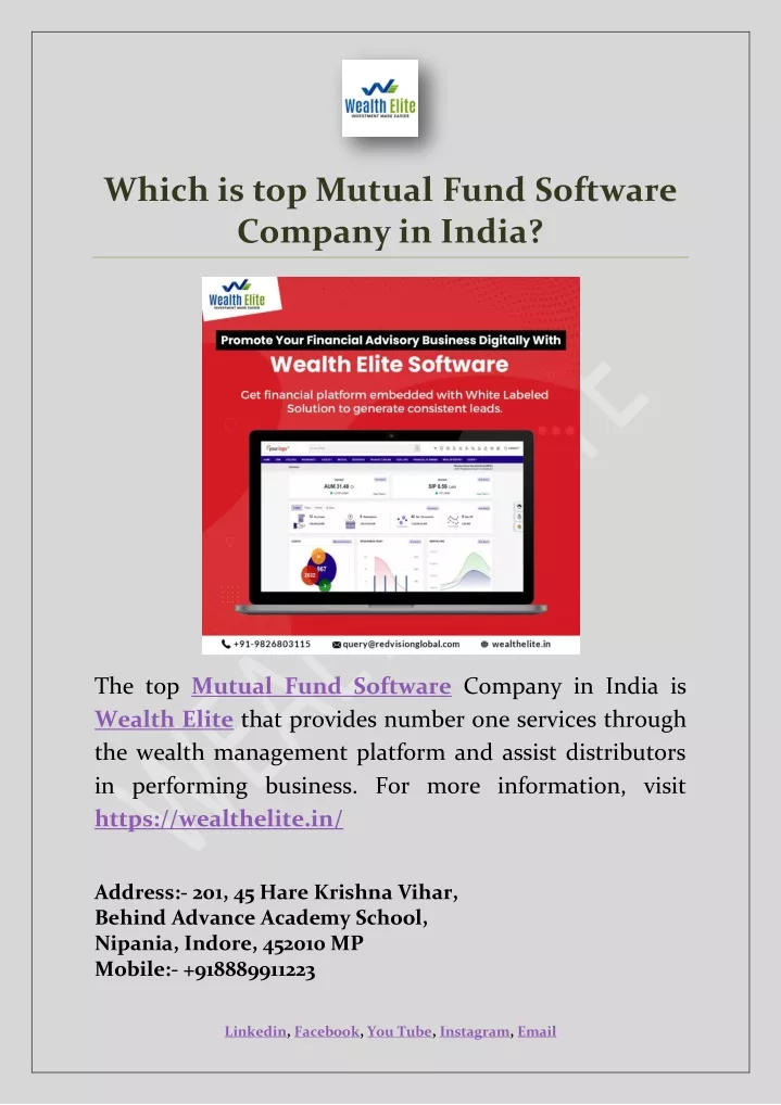 which is top mutual fund software company in india