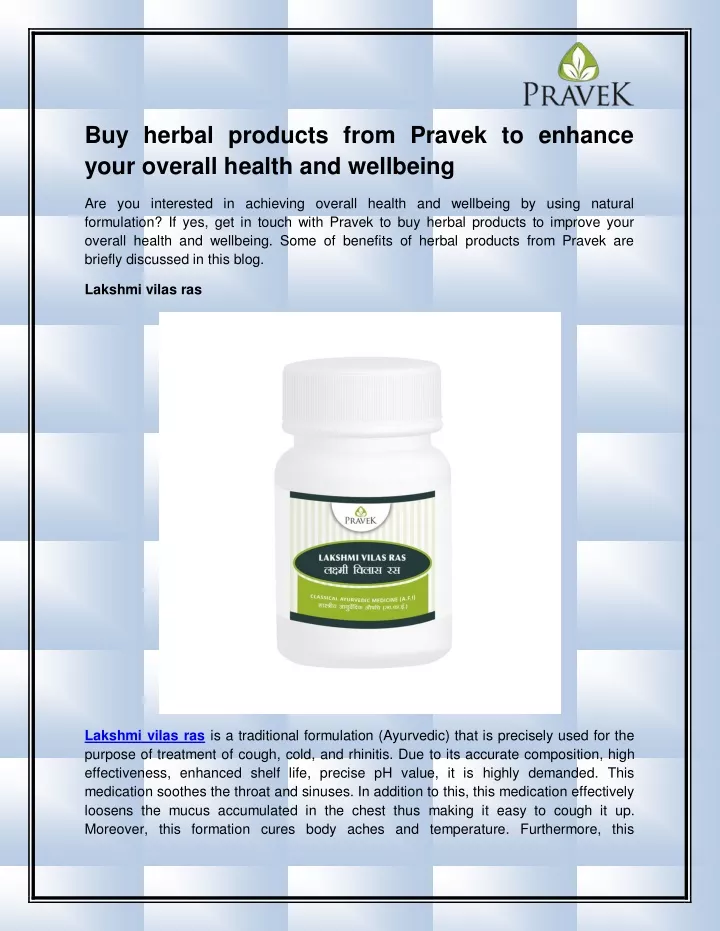 buy herbal products from pravek to enhance your