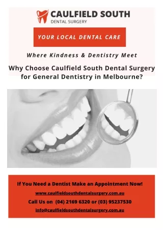 Why Choose Caulfield South Dental Surgery for General Dentistry in Melbourne?