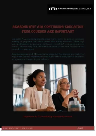 Reasons Why AIA Continuing Education Free Courses Are Important