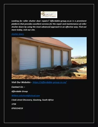 Shutter Doors | Affordable-group.co.za