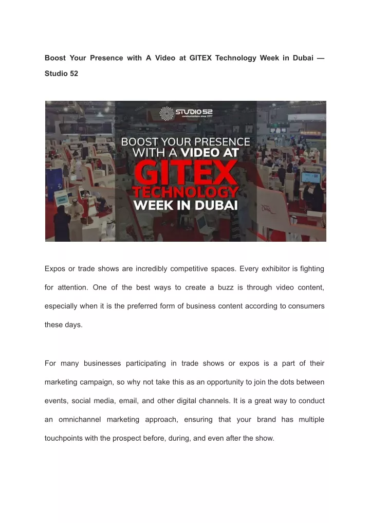 boost your presence with a video at gitex