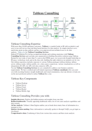 Tableau Consulting Services, Tableau Consulting, Tableau Consultant
