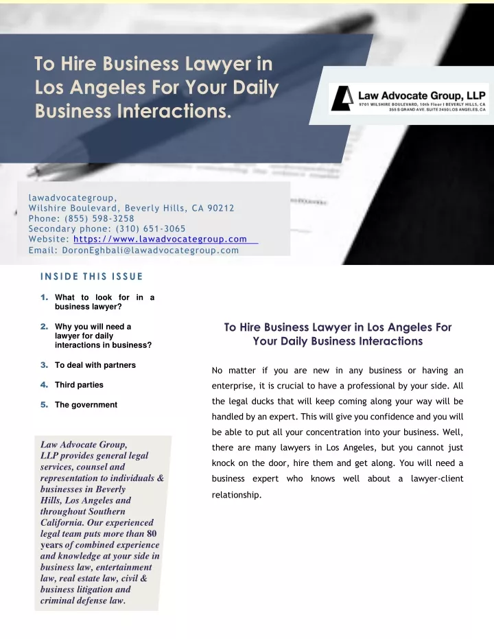 to hire business lawyer in los angeles for your