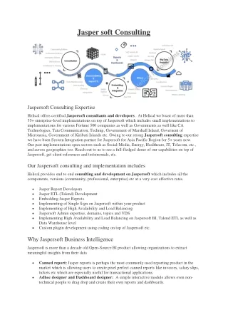 Jaspersoft Consulting, Jaspersoft BI consultants - Helical IT Solutions