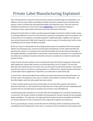 private label manufacturing explained