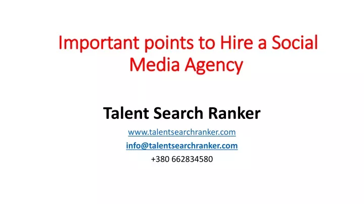 important points to hire a social media agency