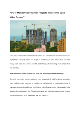 how to monitor construction projects with a time