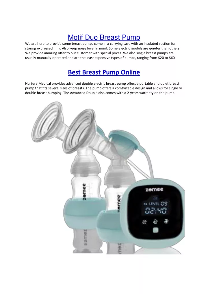 motif duo breast pump