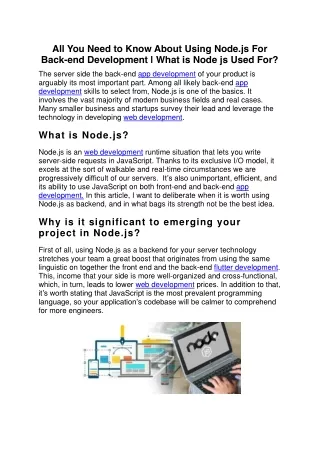 all you need to know about using node js for back