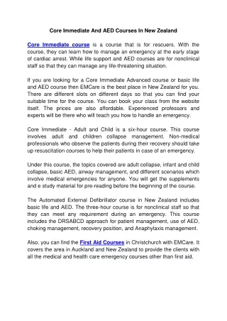 core immediate and aed courses in new zealand
