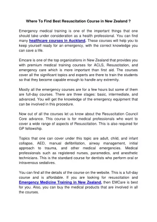 where to find best resuscitation course
