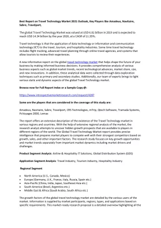 best report on travel technology market 2021