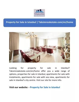 Property for Sale in Istanbul | Taksimrealestate.com/en/home