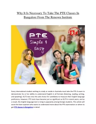 why it is necessary to take the pte classes