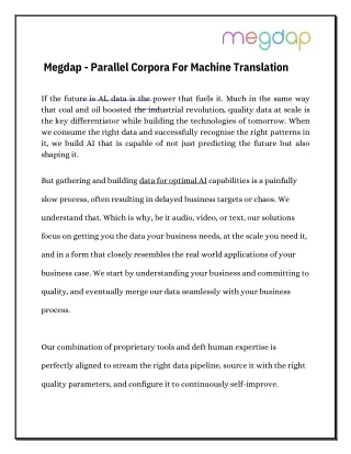 megdap parallel corpora for machine translation