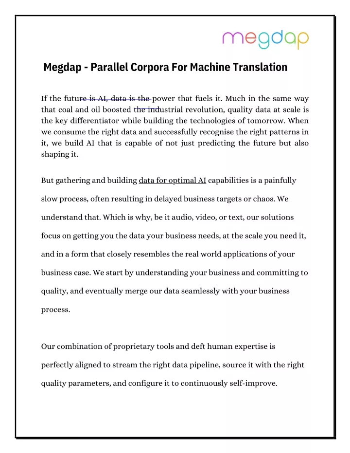 megdap parallel corpora for machine translation