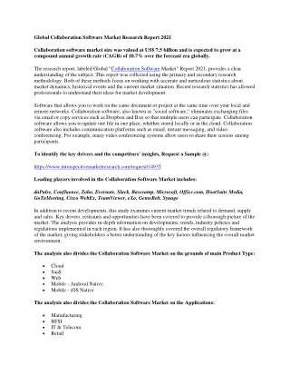Global Collaboration Software Market Research Report 2021