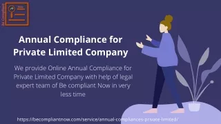 Annual Compliance for Private Limited Company