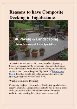 reasons to have composite decking in ingatestone
