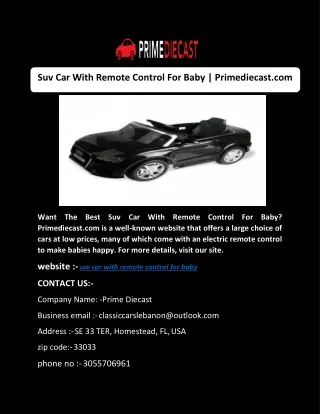 Suv Car With Remote Control For Baby | Primediecast.com