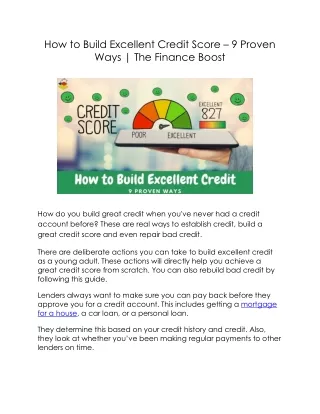 How to Build Excellent Credit Score – 9 Proven Ways | The Finance Boost