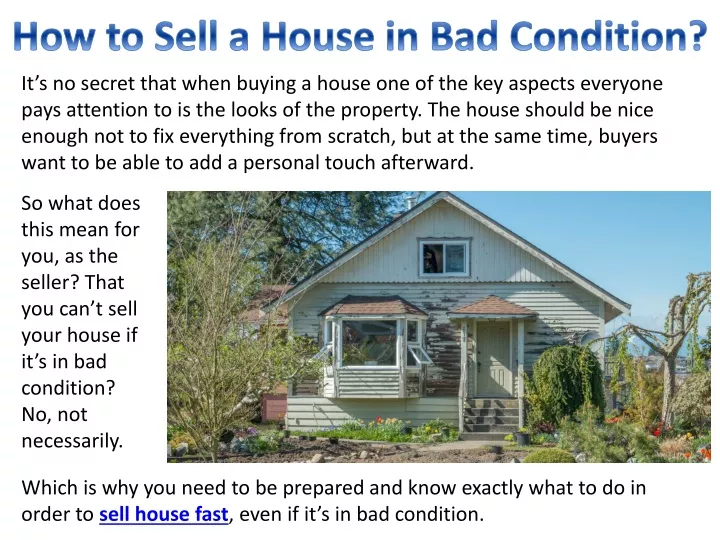 how to sell a house in bad condition