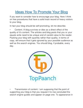 Ideas How To Promote Your Blog