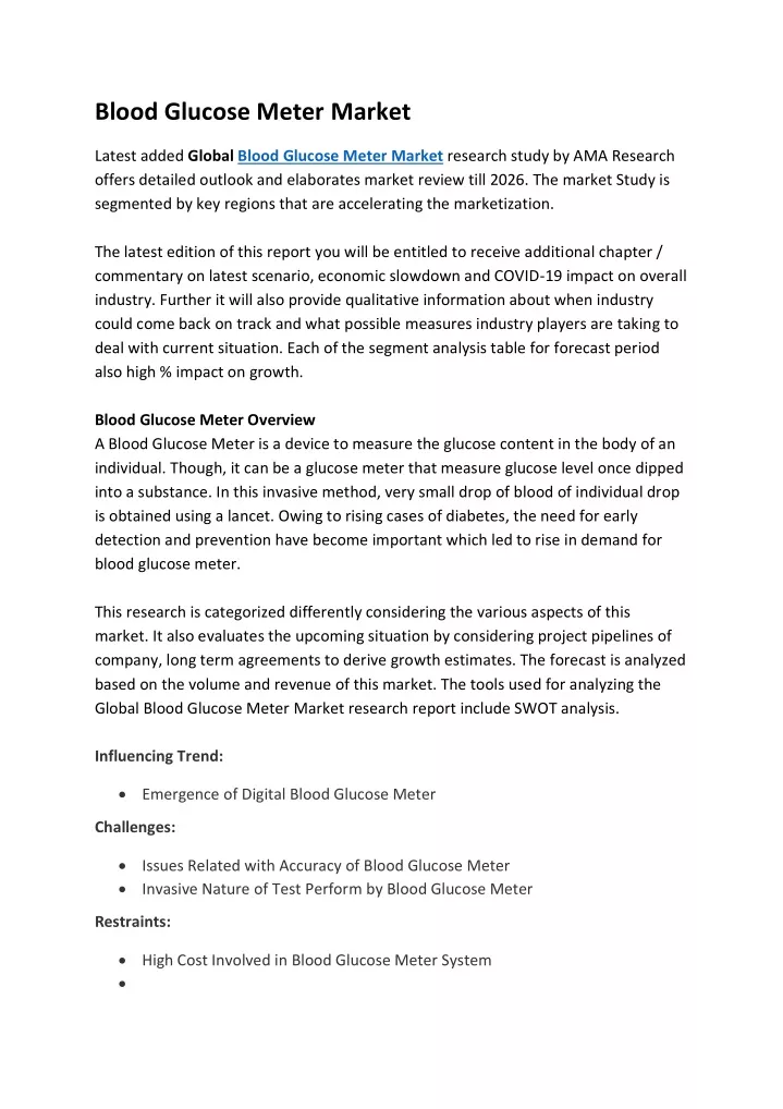 blood glucose meter market