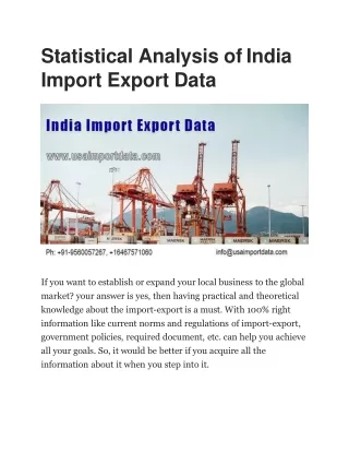 statistical analysis of india import export data
