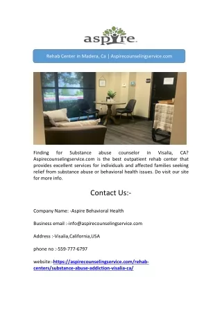 Rehab Center in Madera, Ca | Aspirecounselingservice.com
