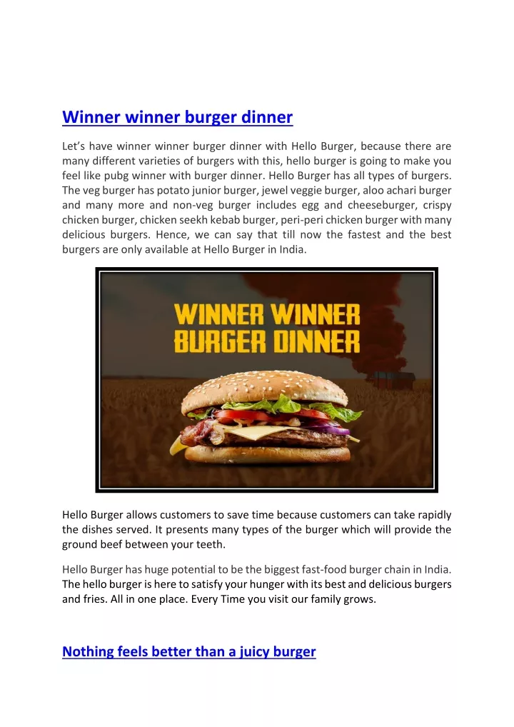 winner winner burger dinner