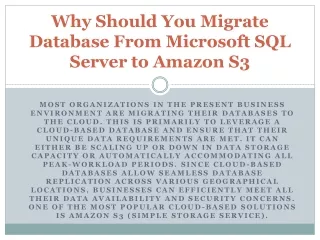 Why Should You Migrate Database From Microsoft SQL Server to Amazon S3
