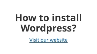 how to install wordpress