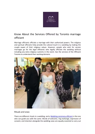 Know About the Services Offered by Toronto marriage officiant