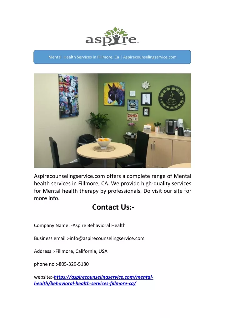 mental health services in fillmore