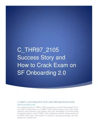 C_THR97_2105 Success Story and How to Crack Exam on SF Onboarding 2.0