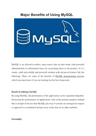 major benefits of using mysql