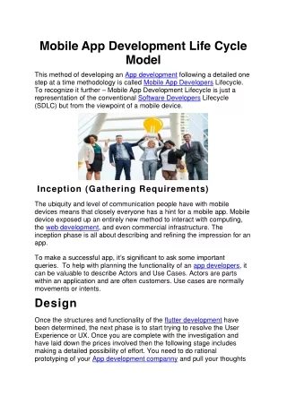 mobile app development life cycle model