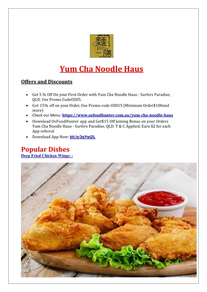 yum cha noodle haus offers and discounts
