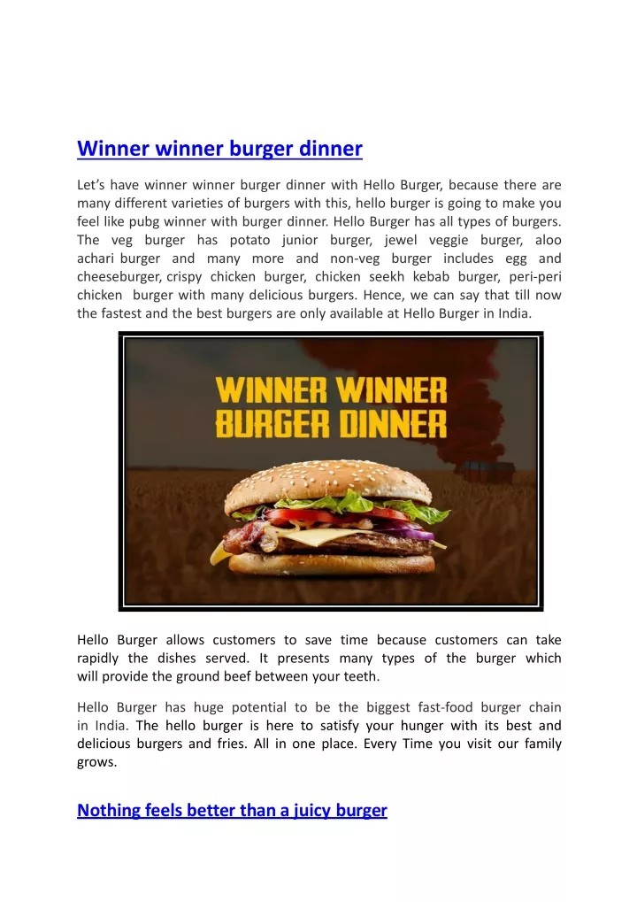 winner winner burger dinner let s have winner