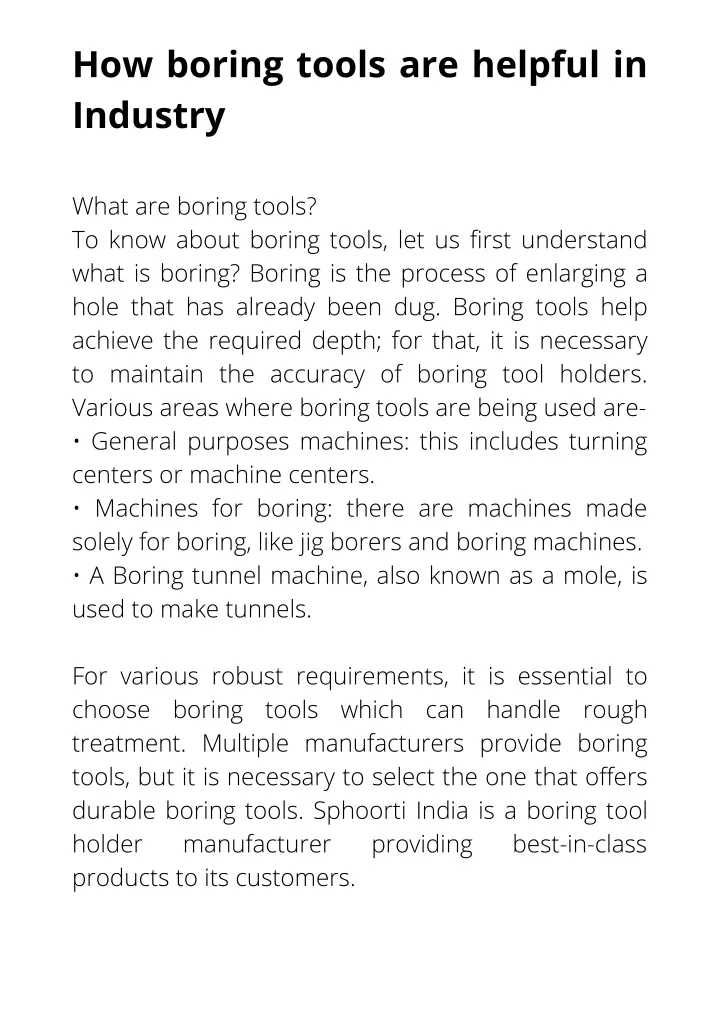 how boring tools are helpful in industry