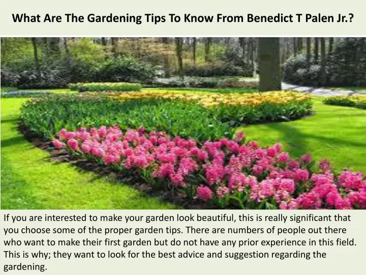 what are the gardening tips to know from benedict t palen jr