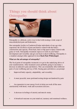 things you should think about osteopathy
