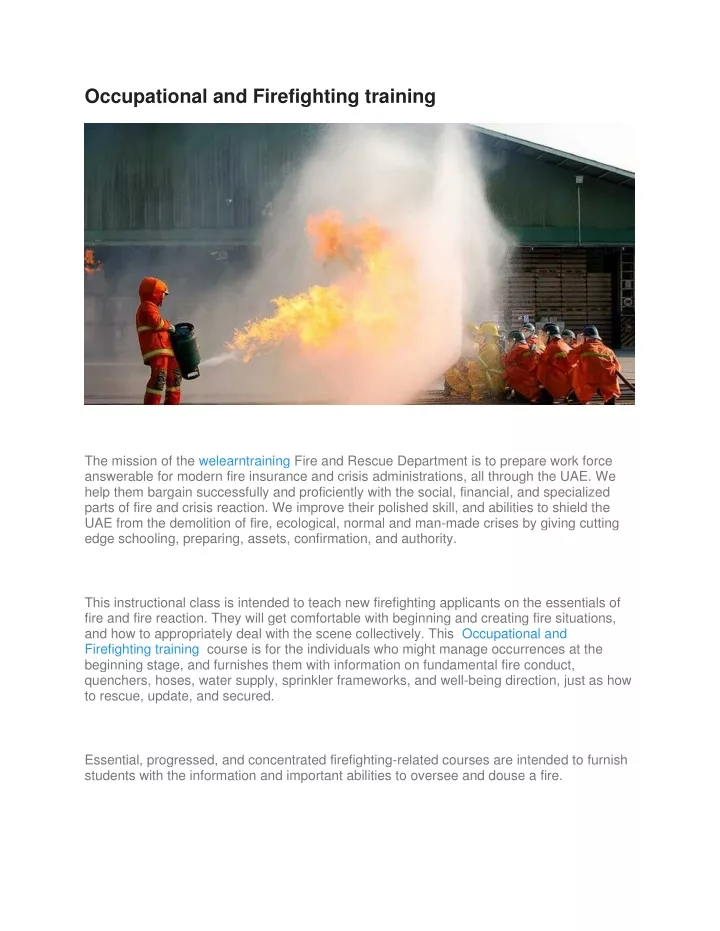 occupational and firefighting training