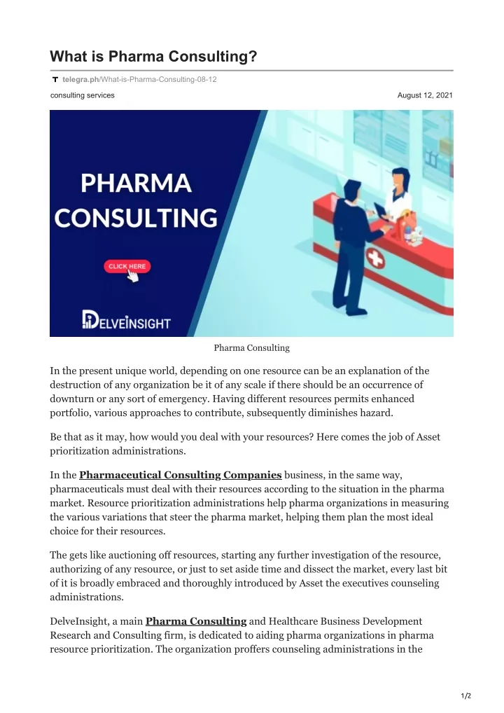 what is pharma consulting