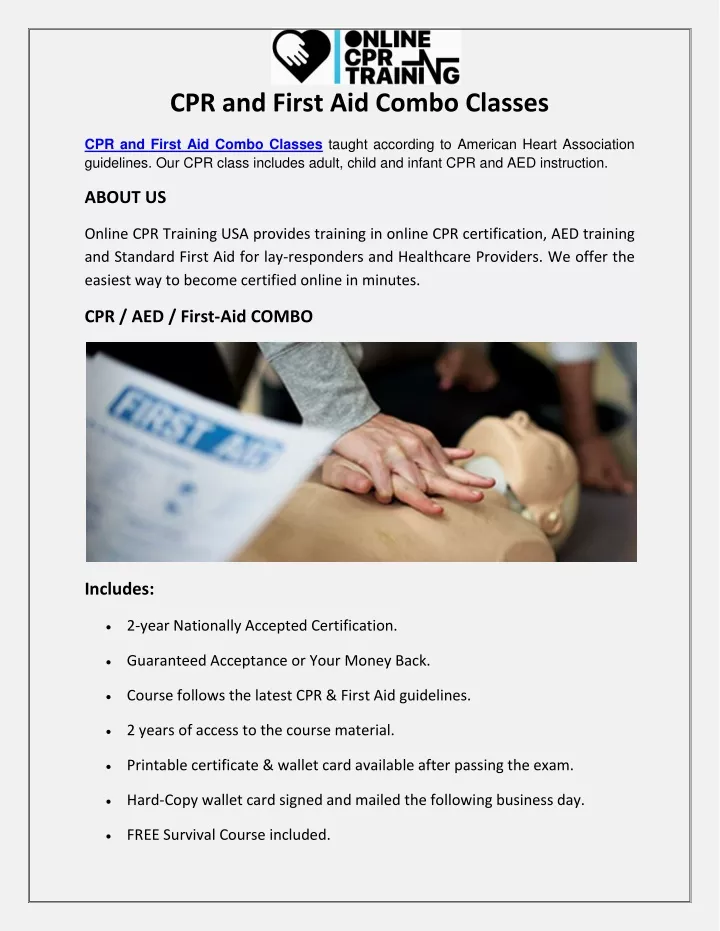 cpr and first aid combo classes
